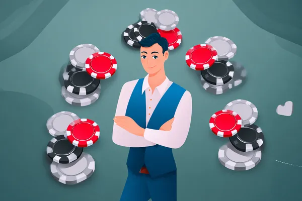 Uma mulher em um vestido verde luxuoso ao lado de uma roleta ornamentada, capturando o clima sofisticado do 63V.